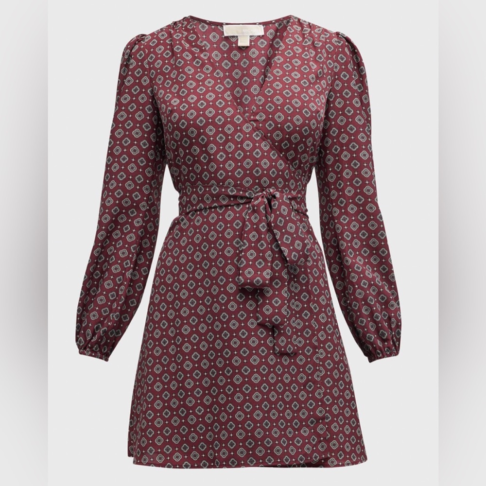 MICHAEL Michael Kors Fouldard Wrap Dress Merlot, Sz Small
